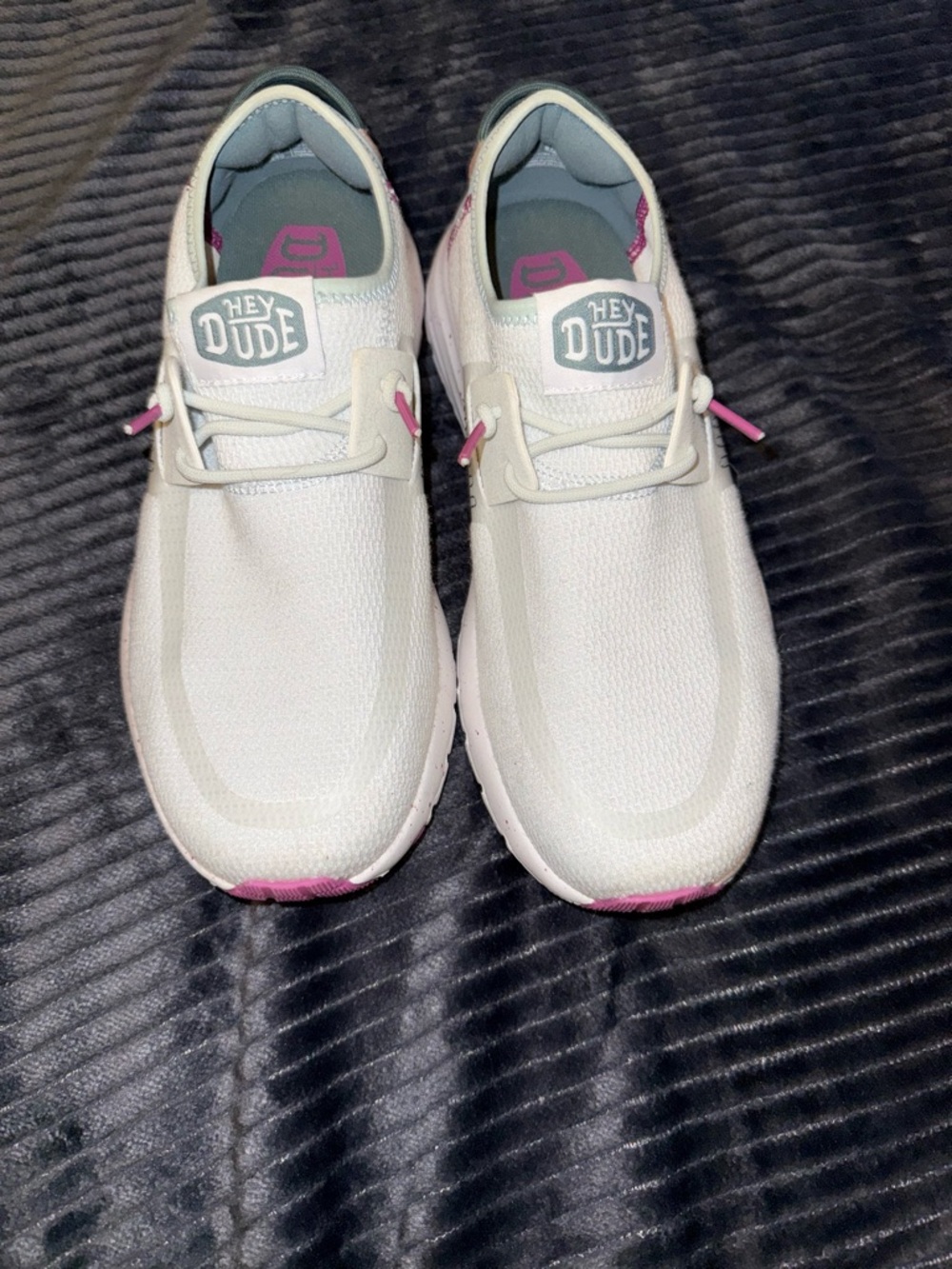 Hey Dude light blue Slip-On Sneakers with Pink Accents